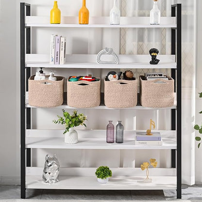 Storage Baskets for Organizing & Shelves, Woven Cotton Rope Organization Bins for Dog Toys, Clothes, Books, Nursery Organizer, 15" Lx11''Wx9.5''H, (4 Packs) Brown