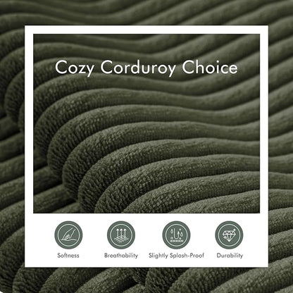 Boneless Cloud Couch Sofa for Living Room, 112" 3 Seater Green Modern Lounge Sleeper Couch, No Assemble, Cordury Compression Upholstered Couches