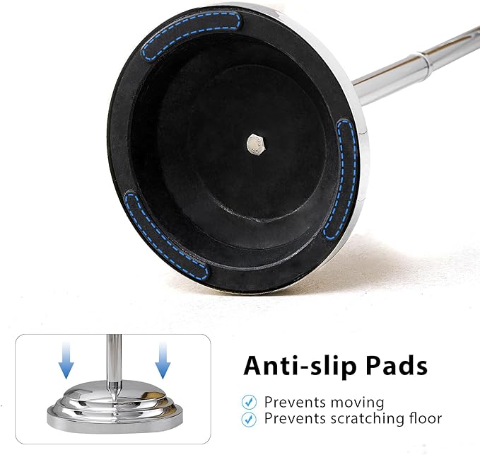 RUMOSE Toilet Paper Holder Stand for Floor, Polished Chrome Adjustable (12.4" to 22.8") Bathroom Toilet Tissue Holder, Free Standing Toilet Paper Roll Holder with Storage, Stainless Steel