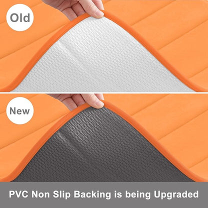 Buganda Memory Foam Bath Mat, 30" x 20", Ultra Soft and Non-Slip Bathroom Rugs, Water Absorbent and Machine Washable Bath Rug for Bathroom, Shower, and Tub, Orange