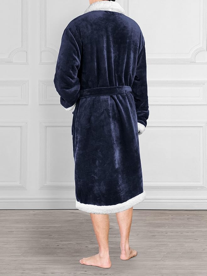 PAVILIA Mens Soft Robe | Warm Fleece Robes for Men, Soft Spa Bathrobe with Shawl Collar and Pockets