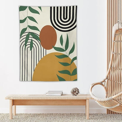 ICMOLYYENLO Boho Plant Aesthetic Tapestry, Abstract Medieval Arch Sun Home Aesthetic Wall Hanging For Bedroom Living Room Dormitory Tapestry 60x60 Inches