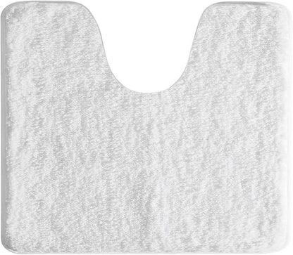 Suchtale Bathroom Contour Rug Non Slip Bath Mat Water Absorbent Soft Microfiber Shaggy Bathroom Mat Machine Washable Bath Rug for Bathroom Thick Plush U Shape Toilet Rug (20 x 24, White)