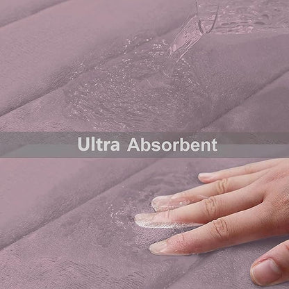 Buganda Memory Foam Bath Mat, 47" x 24", Ultra Soft and Non-Slip Bathroom Rugs, Water Absorbent and Machine Washable Bath Rug Runner for Bathroom, Shower, and Tub, Mauve