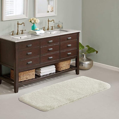 Suchtale Large Bathroom Rug - Extra Soft and Absorbent Shaggy Microfiber Bath Mat - Machine Washable Non Slip Mat - Rubber Back (24 x 60 Ivory)