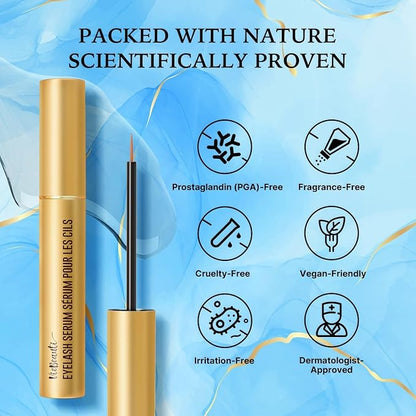VieBeauti Lash Serum for Eyelash Growth: 5mL Eyelash Growth Serum with Advanced Formula to Boost Longer Fuller and Thicker Looking Lashes - Vegan & Cruelty-Free for Sensitive Eyes 5-Month Supply