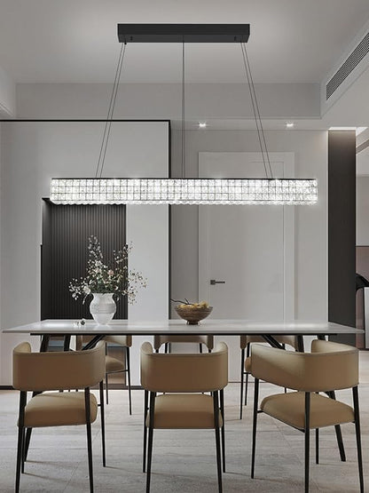 W48 Black Chandeliers for Dining Room, Modern Crystal Pendant Lights Fixture Farmhouse Hanging Dining Light Fixtures for Kitchen Island, Living Room, Bedroom