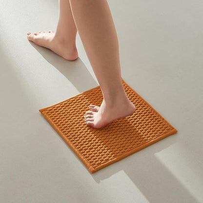 Small Bathroom Rugs Non Slip Washable Bath Rugs Super Absorbent Bathroom Rug Thin Quick Dry Low Pile Bath Mats, Orange 12"x12"