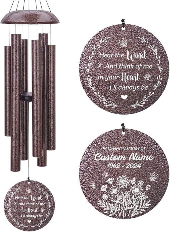 Personalized Wind Chimes, Wind Chimes for Loss of Loved Father/Mother/Lover, Commemorative Sympathy Bereavement Gifts for Condolences/Funeral (36 inch)