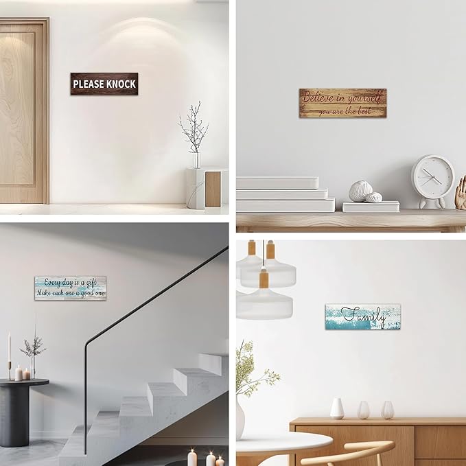 CHAOSETKEN Custom Text Sign Wall Art Personalized Family Quote Wall Decor Family Sign Canvas Prints Customized Wood Text Quote Pictures Rustic Farmhouse Decor Framed (30L x 10W)