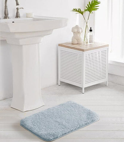 Suchtale Non Slip Bath Mat, 16 x 24, Light Blue - Soft Microfiber Shaggy Mat, Machine Washable, Thick Plush for Shower
