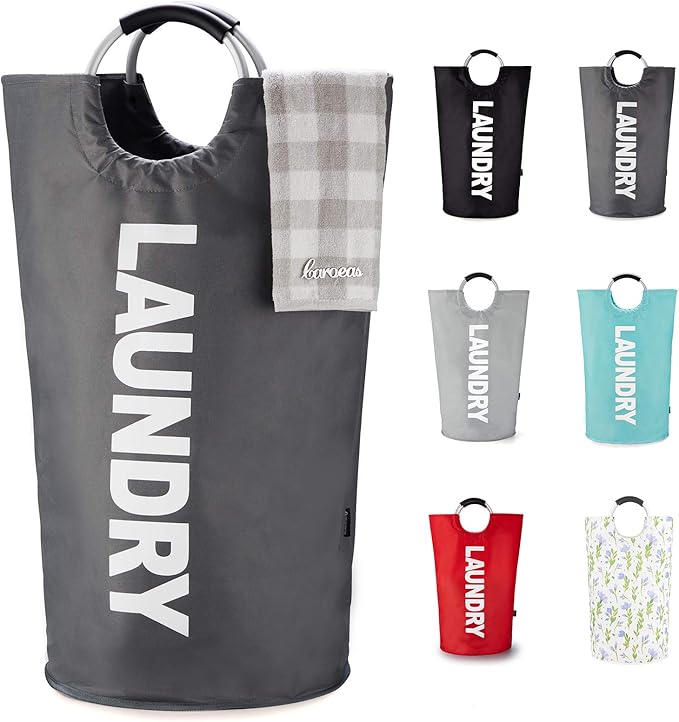 Caroeas 90L Laundry Basket (13 Colors), Waterproof Laundry Hamper, Laundry Bag with Padded Handles, Clothes Hamper, Collapsible Laundry Basket Easy Storage