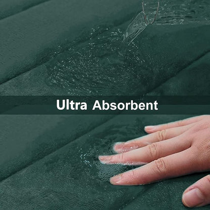 Buganda Memory Foam Bath Mat, 47" x 17", Ultra Soft and Non-Slip Bathroom Rugs, Water Absorbent and Machine Washable Bath Rug for Bathroom, Shower, and Tub, Dark Green