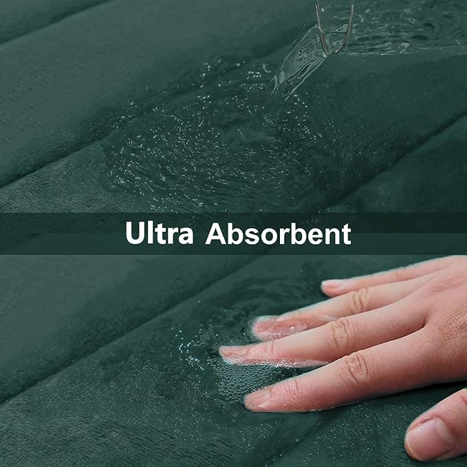 Buganda Memory Foam Bath Mat, 60" x 24", Ultra Soft and Non-Slip Bathroom Rugs, Water Absorbent and Machine Washable Bath Rug Runner for Bathroom, Shower, and Tub, Dark Green