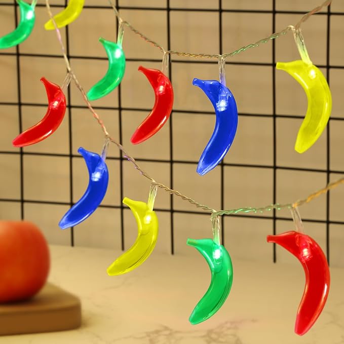 Couah [ 8 Modes & Timer ] Tropical Fruit Banana String Lights, 16 FT Summer String Lights with 30LED Banana Lights, Summer Fairy Lights Battery Operated for Tropical Beach Party Birthday Summer Decor