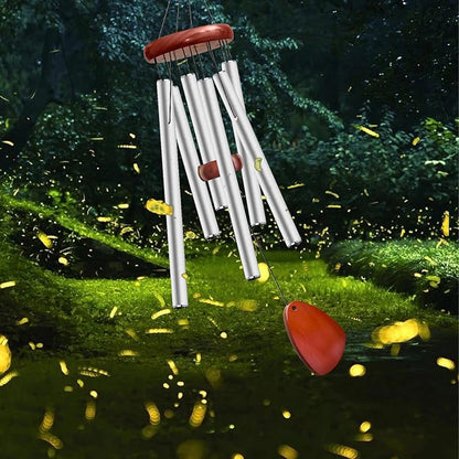 28" Wind Chime for Mothers Day, Decorative Wind Chimes for Outside, Memorial Windchimes Remembrance Gift for Women Mom Grandma, Metal Wind Chimes Outdoor Decor for Garden Patio Zen(Silver)