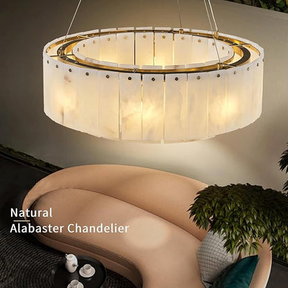 Alabaster Chandeliers D23in Round Chandeliers for Dining Room Small Chandelier Light Fixture for Kitchen Living Room Foyer Entryway Hallway