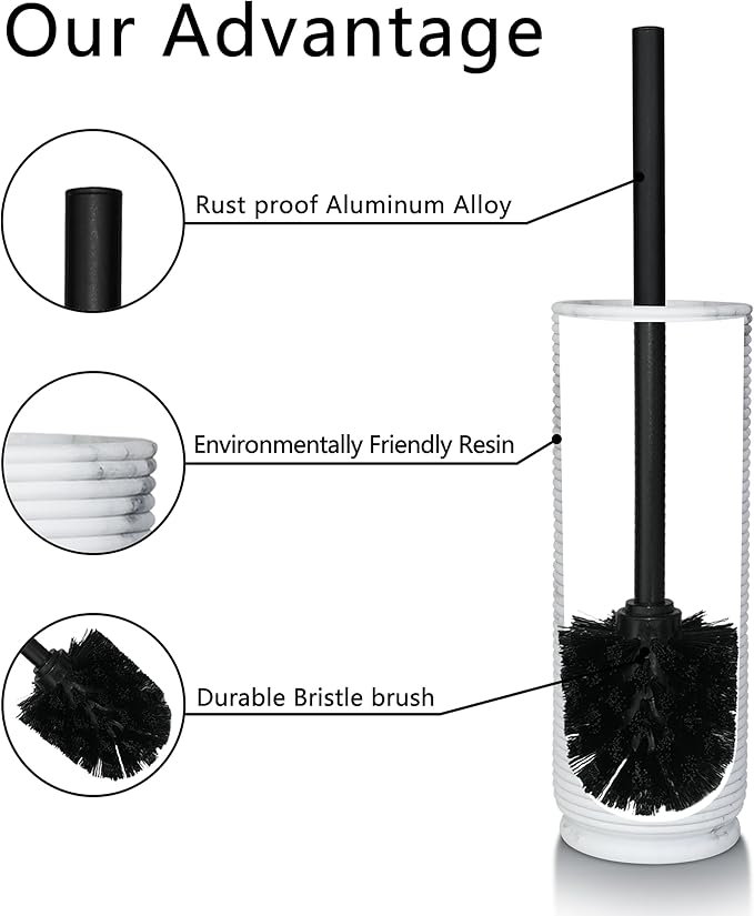 Contemporary Ribbed Design Resin Toilet Holder and Brush Set for Bathroom, Stylish and Durable Cleaning Tool with Modern Design, Compact for Efficient Cleaning