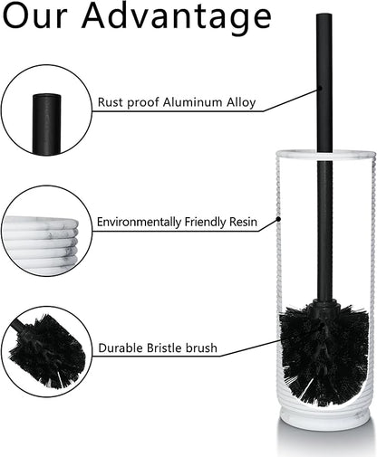 Contemporary Ribbed Design Resin Toilet Holder and Brush Set for Bathroom, Stylish and Durable Cleaning Tool with Modern Design, Compact for Efficient Cleaning
