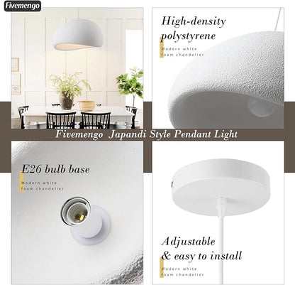15.7in Wabi Sabi Pendant Lights Kitchen Island Lighting Fixture Ceiling Mount White Modern Japanese Lamp Japandi Chandelier for Dining Living Room Hallway Bedroom Restaurant Hanging Lamp