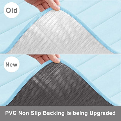 Buganda Memory Foam Bath Mat, 24" x 16", Ultra Soft and Non-Slip Bathroom Rugs, Water Absorbent and Machine Washable Bath Rug for Bathroom, Shower, and Tub, Light Blue