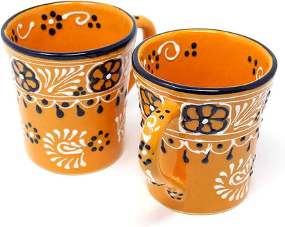 Encantada Handmade Hand-Painted Authentic Mexican Pottery Mugs (2-Pack, Mango)