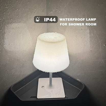 Cordless Table lamp, Outdoor Battery Operated Rechargeable Desk lamp,Waterproof Shower Lamp,4000mAh LED 3 Colors Small Wireless lamp for Kitchen Counter -White