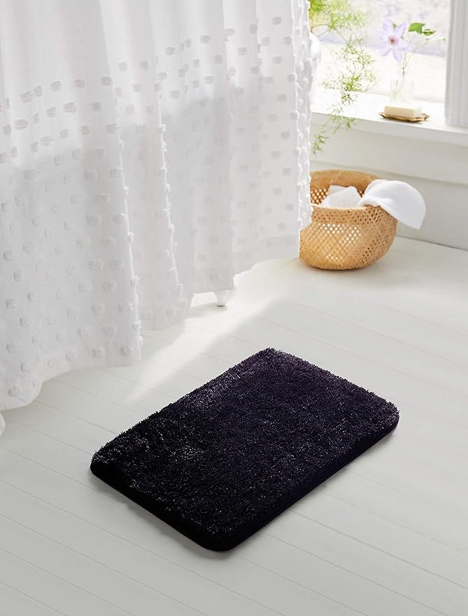 Suchtale Non Slip Bath Mat (20 x 32, Dark Purple) Water Absorbent Soft Microfiber Shaggy Bathroom Rug Machine Washable Thick Plush Shower Mat