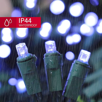 White Wide Angle LED Christmas Lights, 64.8 Ft 300 Count, Pack of 3 Strands 21.9 Ft 100 Lights UL Certified Commercial Grade Green Wire 5mm Holiday String Light