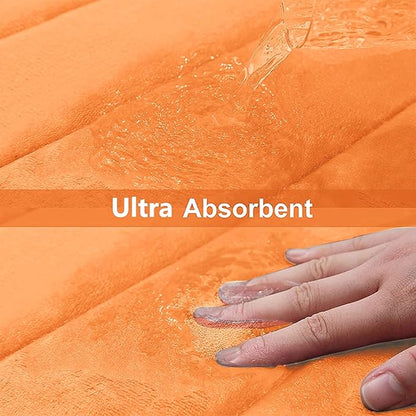 Buganda Memory Foam Bath Mat, 44" x 24", Ultra Soft and Non-Slip Bathroom Rugs, Water Absorbent and Machine Washable Bath Rug Runner for Bathroom, Shower, and Tub, Orange