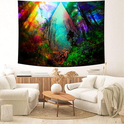 Delur Forest Tapestry Tree of Life Tropical Rainforest Tapestry Wall Hanging Colorful Nature Landscape Mystical Psychedelic Spiritual Headboard for Bedroom Living Room Home Decor (59.1" x 78.7")