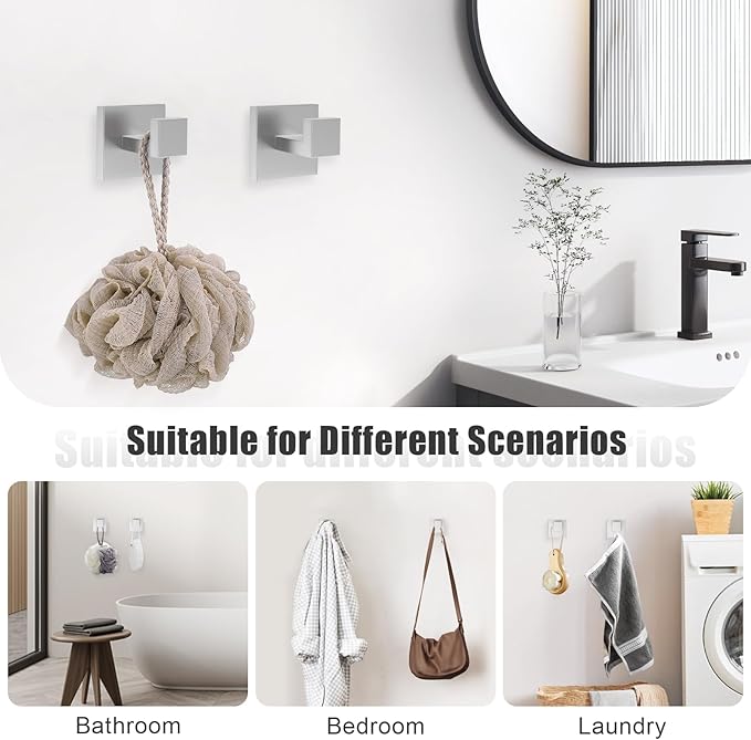 TQKAG Brushed Nickel Bathroom Hardware Accessories Set 5 Pieces, Double Post Pivoting Toilet Paper Holder Set Stainless Steel Square Bathroom Towel Bar Holder Set Wall Mounted