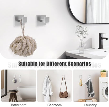 TQKAG Brushed Nickel Bathroom Hardware Accessories Set 5 Pieces, Double Post Pivoting Toilet Paper Holder Set Stainless Steel Square Bathroom Towel Bar Holder Set Wall Mounted