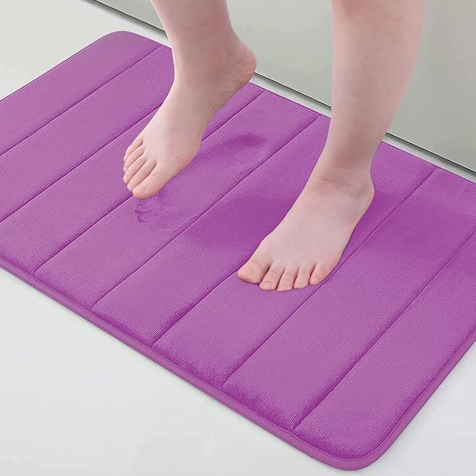 Buganda Memory Foam Bath Mat, 30" x 20", Ultra Soft and Non-Slip Bathroom Rugs, Water Absorbent and Machine Washable Bath Rug for Bathroom, Shower, and Tub, Violet