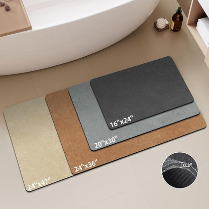 Bath Mat, Bathroom Rugs Non Slip Washable Thin Absorbent Quick Dry Bath Mat Fits Under Door Bathroom Floor Mat Perfect for Bath, Shower, or Sink 24"x36" Dark Grey