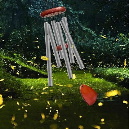 28" Wind Chime for Mothers Day, Decorative Wind Chimes for Outside, Memorial Windchimes Remembrance Gift for Women Mom Grandma, Metal Wind Chimes Outdoor Decor for Garden Patio Zen(Grey)