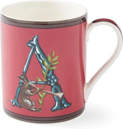 Spode Kit Kemp Alphabet Mug - Letter A Monogram in Fine China, 12oz Ceramic Coffee Cup for Hot Drinks, Personalized Drinkware for Unique Gifts, Dishwasher Safe Tea or Coffee Mug - Gift Box Included