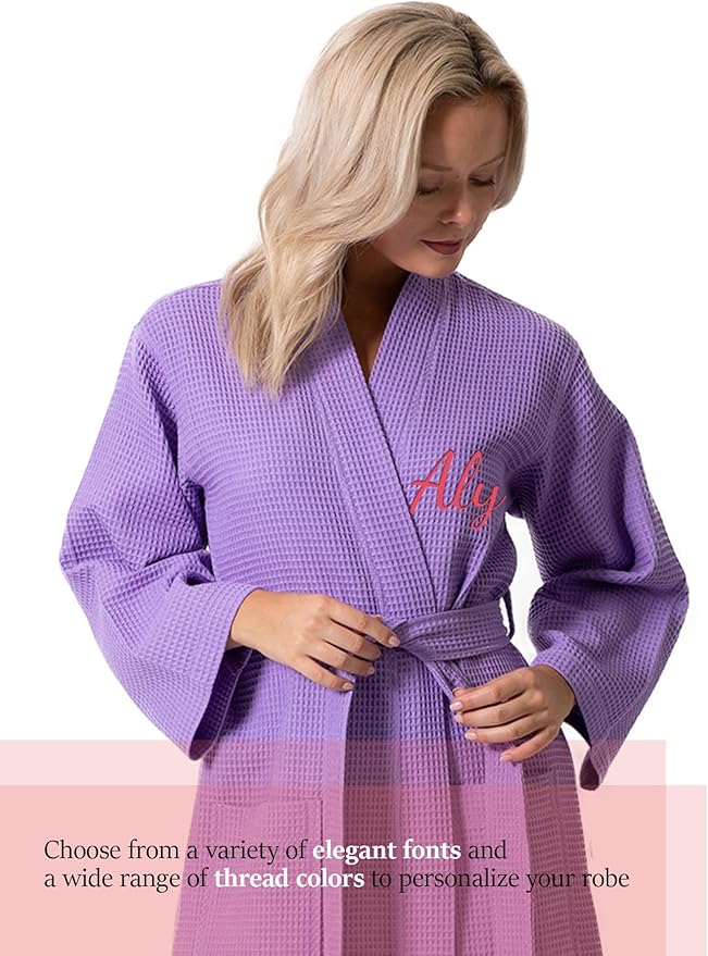 Turkish Linen Waffle Knit Lightweight Kimono Spa & Bath Robes for Women - Quick Dry - Soft