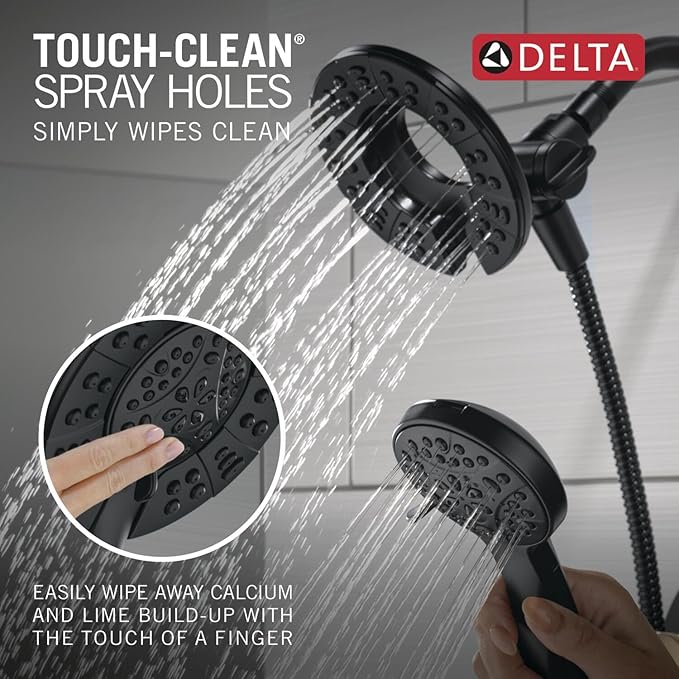 Delta Faucet Albion 14 Series Single-Handle Shower Faucet, Black/Gold Shower Trim Kit with In2ition 2-in-1 Dual Hand Held Shower Head, Matte Black/Champagne Bronze T142855-GZ-I (Valve Not Included)