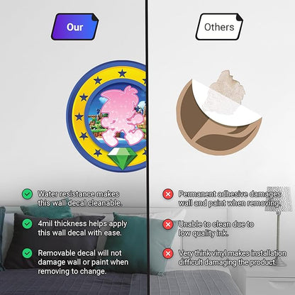 Speed Hero Wall Decal – Removable Vinyl Wall Art with Chaos Emerald Design – Gaming Room, Bedroom & Playroom Decor (Speed Hero)