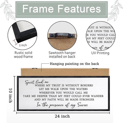 Spirit Lead Me Wall Art Decor 24×10 Inch Christian Scripture Office Inspirational Lyrics Ready to Hang Wooden Framed Sign (Black)