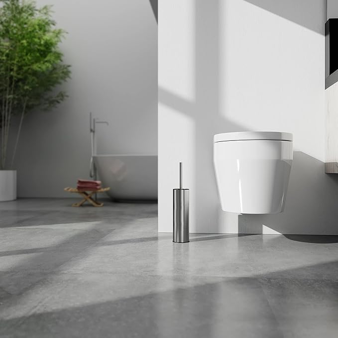 BGL Toilet Brush and Holder,Stainless Steel Toilet Brushes for Bathroom with Holder, Toilet Bowl Brush and HolderBrushed Nickel