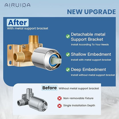 Airuida Shower Faucet Set,Single Function Shower Trim Kit,Wall Mount 6 Inch Round Rainfall Shower Head and Handle Set,Single Handle Shower System Set Male Threads Rough-in Valve Chrome Polish