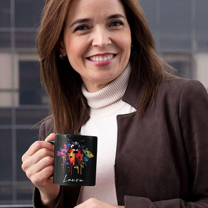 Personalized Choose Name Ladybug Coffee Mug, Colorful Ladybug Animal Design Cup, Customized Ladybug Lover Ceramic Mug, Gift For Christmas, Custom Animal Black Cup 11oz 15oz, Ladybug Mug