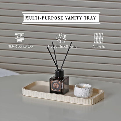 Bathroom Accessory Set - 6 Pieces Bathroom Accessories Set Complete with Soap Dispenser, Toothbrush Holders, Tumbler, Vanity Tray and 2 Qtip Holder for Home Organizer and Decor, Beige