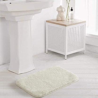 Suchtale Non Slip Bath Mat - Soft Microfiber Shaggy Bath Mat for Bathroom, Machine Washable, Thick Plush, Water Absorbent (16 x 24 Ivory)