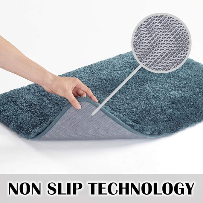 Suchtale Non Slip Bath Mat (20 x 32, Slate) Water Absorbent Soft Microfiber Shaggy Bathroom Rug Machine Washable Thick Plush Shower Mat