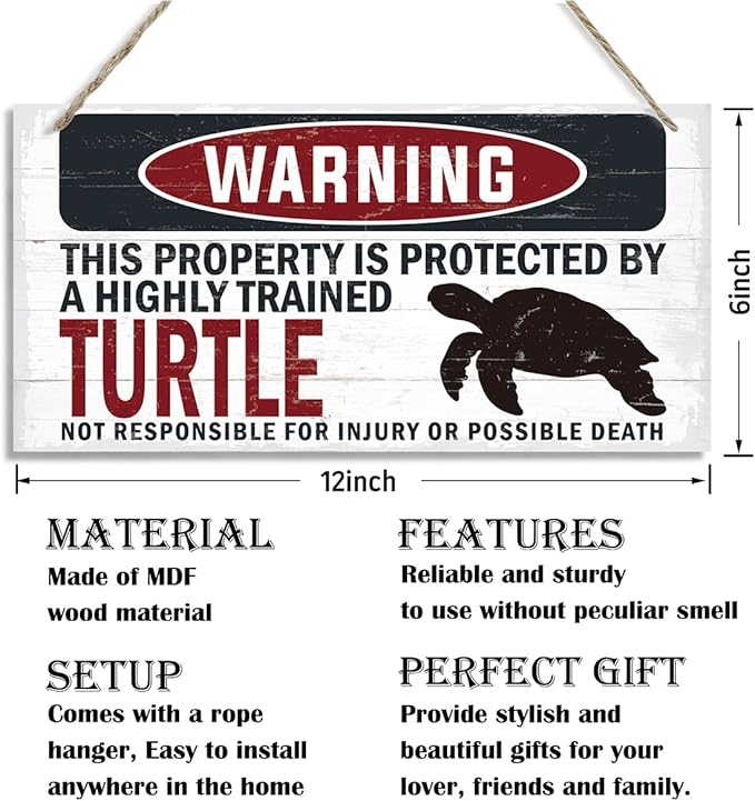 Warning Sign, Turtle Warning Wood Plaque Sign, Funny Door Signs, Decorative Wood Hanging Suspension Plaque, Farmhouse Wooden Wall Decor, Outdoor Hanging Wooden Signs