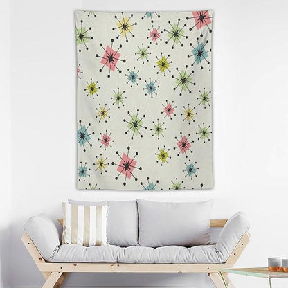 ICMOLYYENLO Abstract Cat Tapestry, Medieval Abstract Atomic Star Cat Vintage Home Wall Hanging Art Tapestry for Bedroom Living Room Dormitory 60x60 Inch