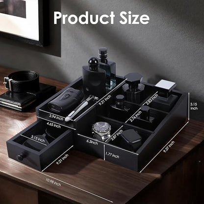 Organizer For Men,Bathroom Countertop Organizers,Perfume Organizer,Cologne Organizers,Bathroom Storage,Restroom Organization,Perfume Stand,Gifs For Men,Adjustable Partition(Black)
